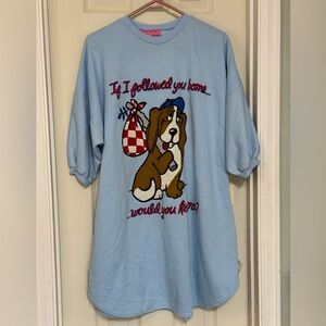 Vintage NEW with tags Beanzie One Size Firs All Blue Dog Graphic T-Shirt